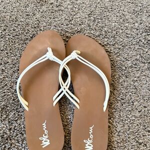 Volcom Brown Flip Flop Sandals with White Straps
